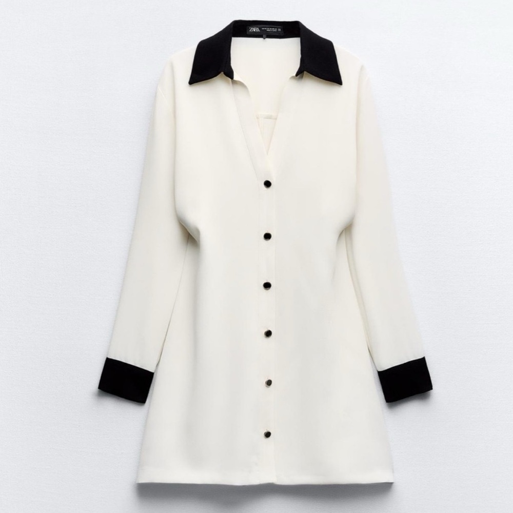 NWT ZARA CONTRAST TRIM MINI DRESS